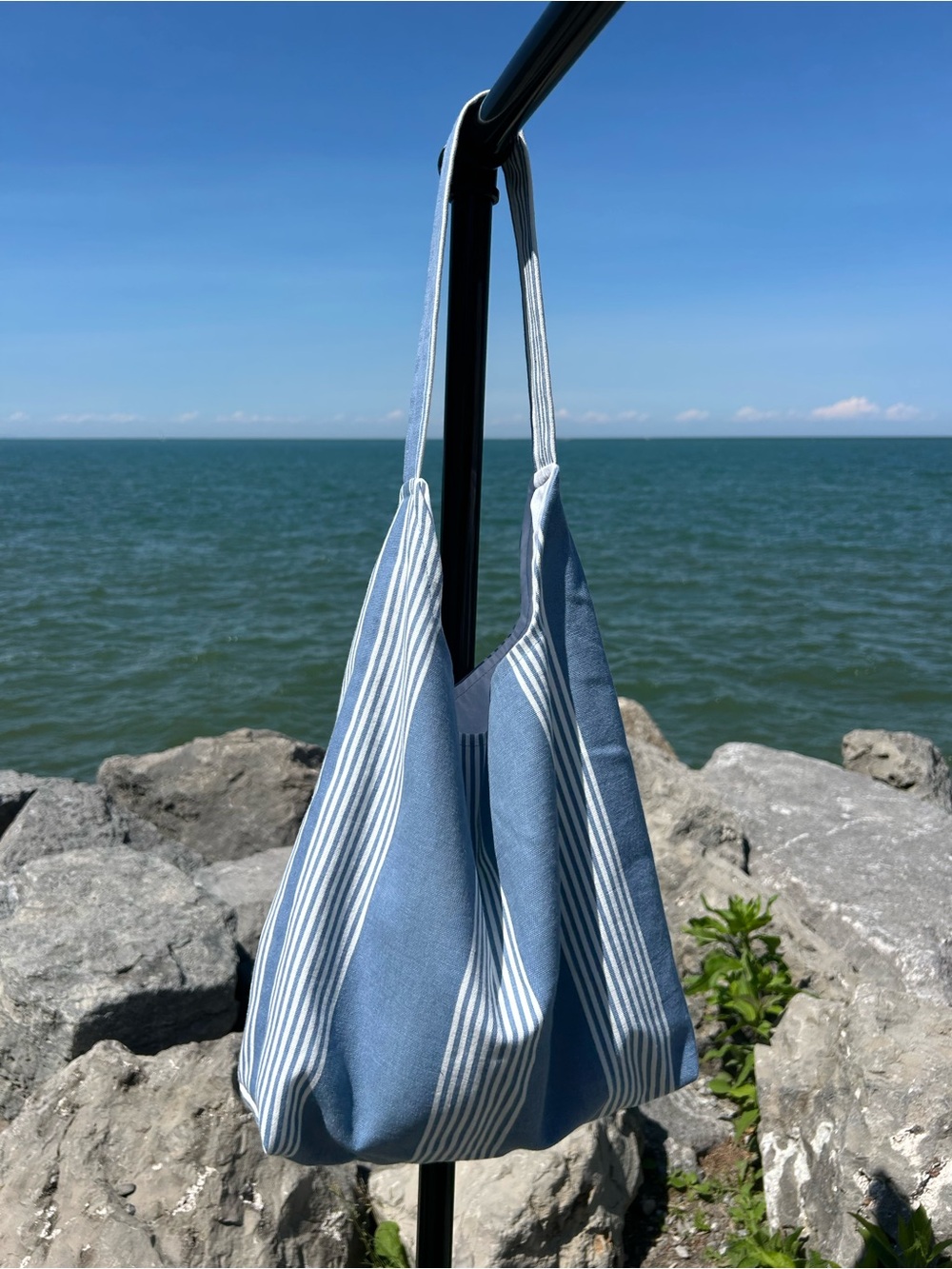 Striped Blue and White Women's Bag